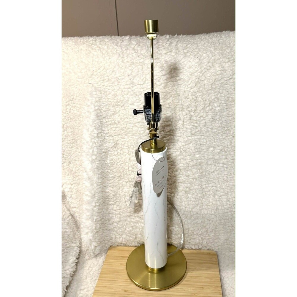 White Faux Marble Table Lamp Gold Base Threshold Lamp Modern Decor READ - Picture 5 of 6